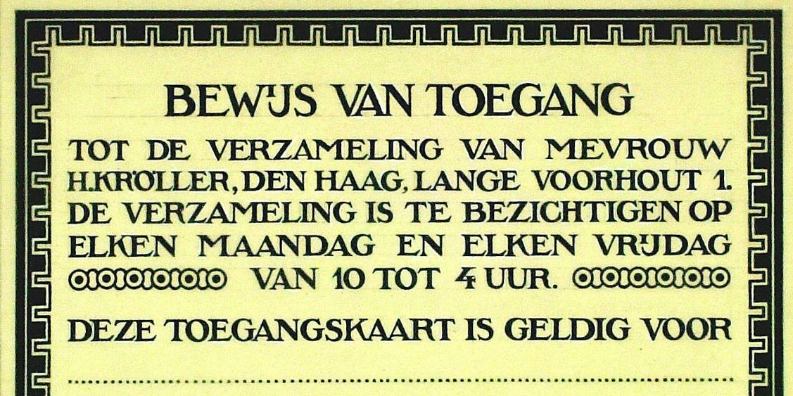Cato Berlage, Toegangsbewijs voor 'Museum Kröller', circa 1914
