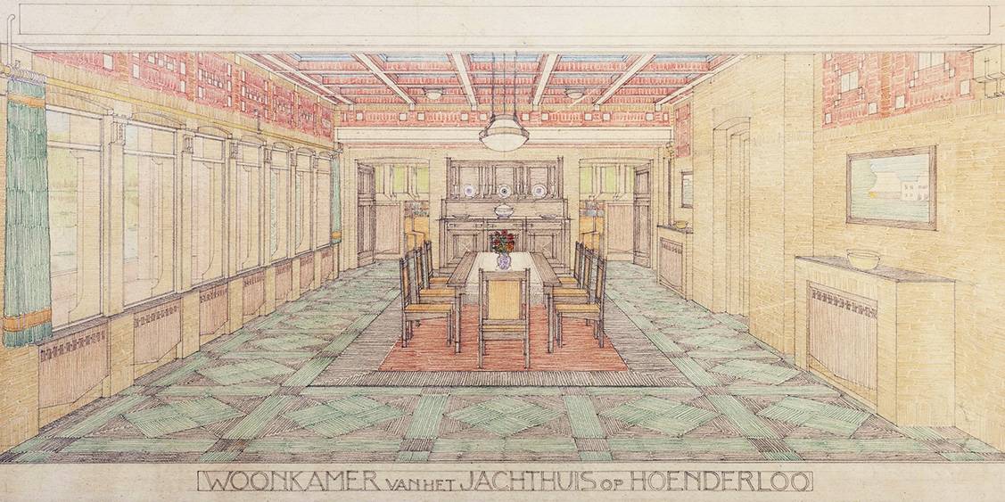 H.P. Berlage, Ontwerp voor de woonkamer van het het jachthuis Sint Hubertus, 1913-1919