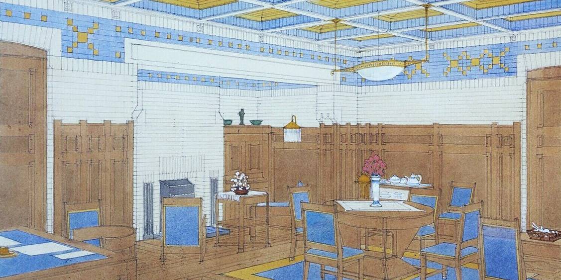 H.P. Berlage, Zitkamer van de vrouw des huizes in het landhuis Sint Hubertus, 1917