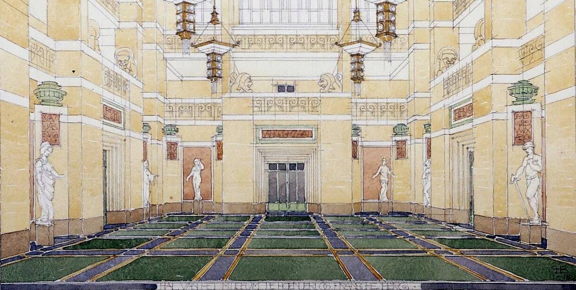 H.P. Berlage, ontwerp voor de grote hal in Museum Hoenderloo, 1918