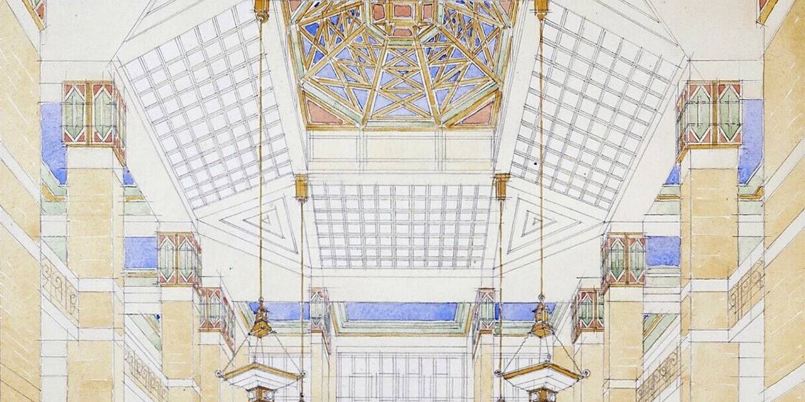 H.P. Berlage, ontwerp voor het plafond van de grote hal in Museum Hoenderloo, 1918