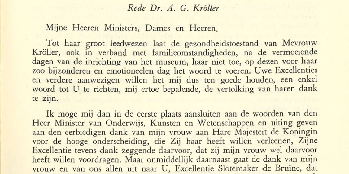 Part of the opening speech by Anton Kröller, 13 July 1938